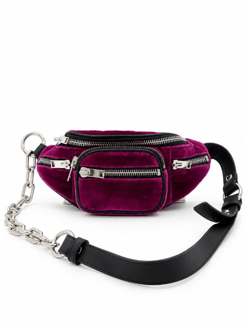 Alexander Wang Purple Velvet Attica Belt Bag Chain Waist Crossbody Bag